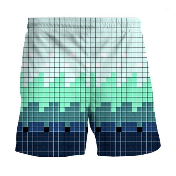 

new shorts gradient loan summer men's casual boardshorts man elastic waist pocket breathable mens short 3d print beach pants1, White;black