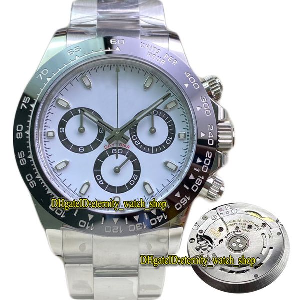 2022 Limpo V2 116500 4130 SA4130 Cronógrafo Mens automático Assista Cerâmica Bezel SS + 904L Pulseira de Aço Inoxidável Branco Safira Super Versão Eternidade Relógios