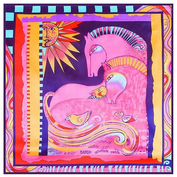 

2018 fashion salutto 60cm*60cm twill artificial silk feeling bandana scarf women square horse pattern silk scarf, Blue;gray