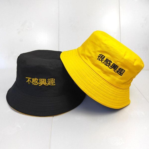 

cloches letter embroidered double-sided fisherman hat bucket hats smile solid color climbing outdoor sun-proofed chic aic881, Blue;gray