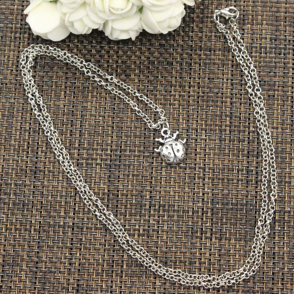 

tibetan silver color pendant ladybug bug choker charm short long diy necklace factory price handmade jewelry 09hf