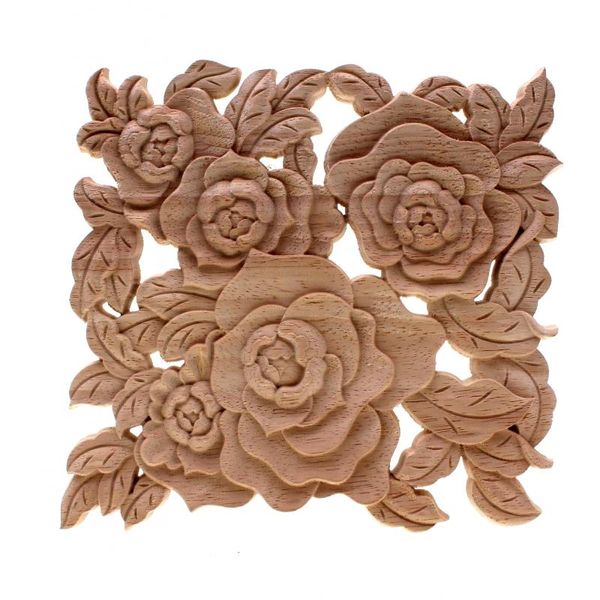 

decorative objects & figurines runbazef rose floral wood carved decal corner applique decorate frame doors furniture wooden cabinet crafts