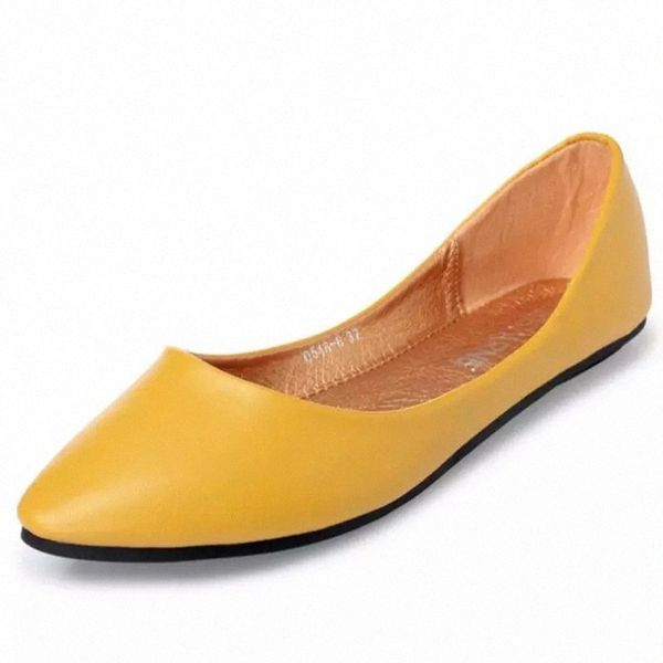 

genuine leather flat shoes woman hand-sewn leather loafers cowhide spring candy color casual shoes women flats large size 42 43 #ut0t