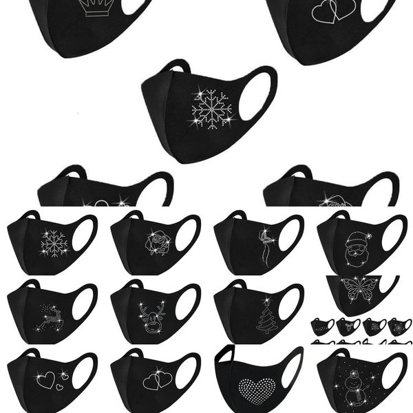 

inlaid christmas face designer mask diamond mouth masks men women hanging ear glitter sequin black facemask fast shipping 8 n78bg