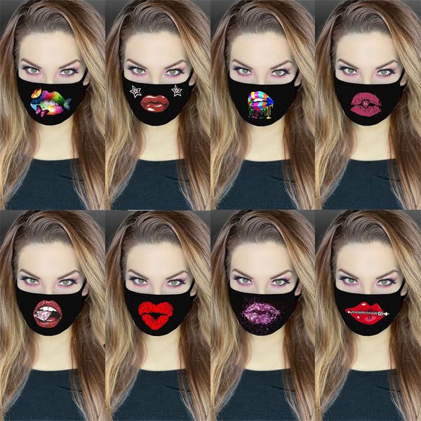 

8 styles lips designer face mask 3d printing adjustable protective mask dust and haze with pm2.5 breathable face masks