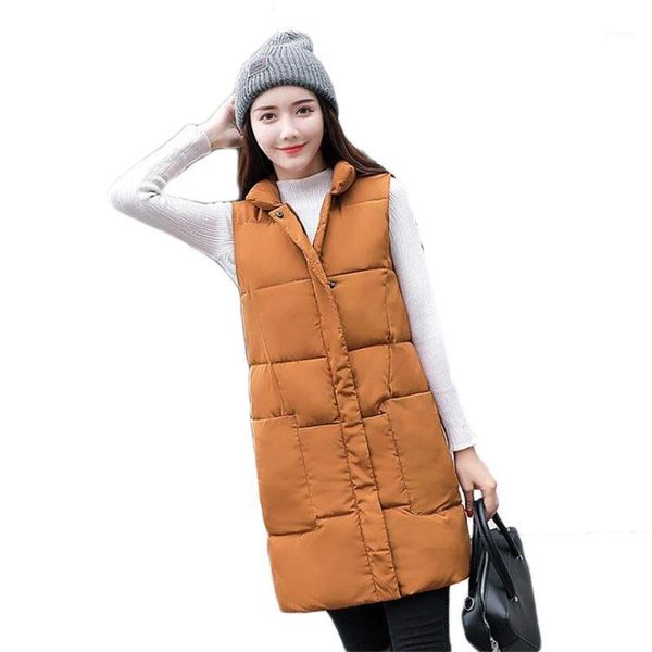 

women winter cotton-padded waistcoat jacket warm vertical collar light medium long vest waist overcoat female winter a2711, Black;white