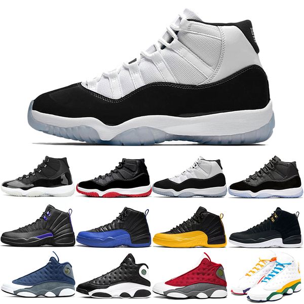 

men women 2020 basketball shoes 11s 25th anniversary bred 13s playground starfish mens trainers 12s dark concord sneakers size 36-47, White;red