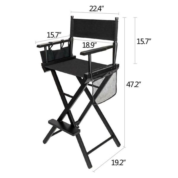

new directors chair 30 inch canvas tall seat black wood folding hair stylist