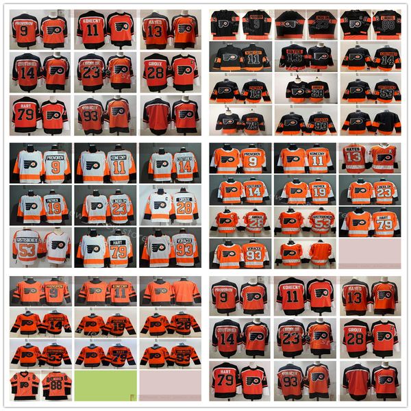

2021 reverse retro philadelphia flyers hockey 28 claude giroux 13 kevin hayes oskar lindblom eric lindros carter hart jakub voracek jerseys, Black;red