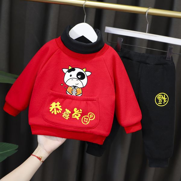 

kids designer clothes girls boys' new style plush and warm keeping 2020 fashionable two piece suit with infrared net in autumn and wint, White