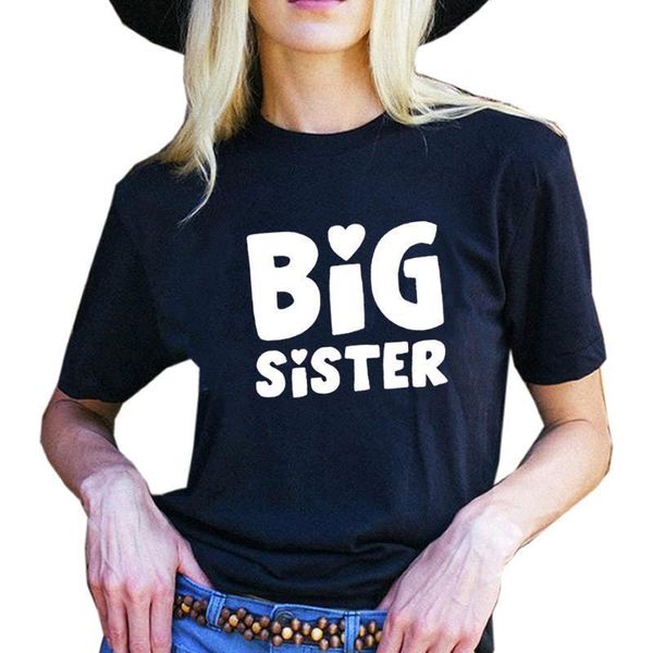 

big sister letter print t shirt women short sleeve o neck loose tshirt 2021 summer women tee shirt camisetas mujer, White