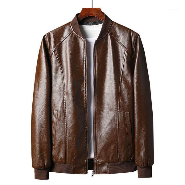

brand men's pu leather fashion business casual motorcycle jacket autumn winter windproof outwear black brown coats male 4xl 5xl1