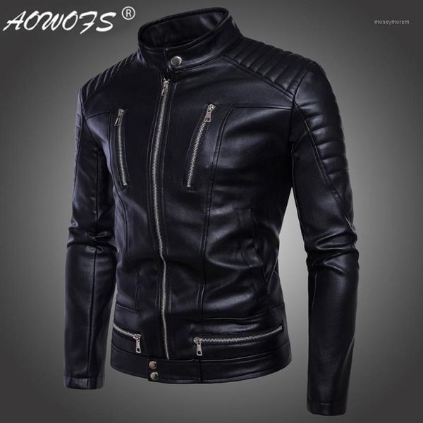 

code] european foreign trade export punk men's wear locomotive multi-zipper leather coat motorcycle leather jacket big goods b01, Black