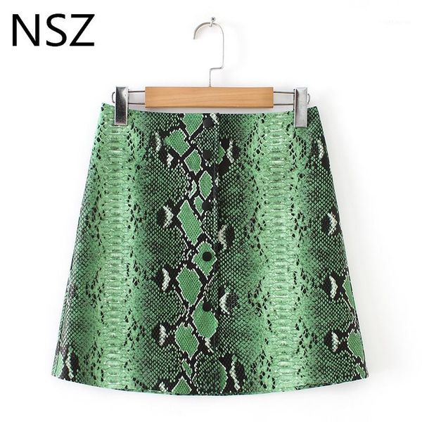 

women animal print snakeskin pu leather mini skirt button decoration short skirt falda mujer sprint autumn1, Black
