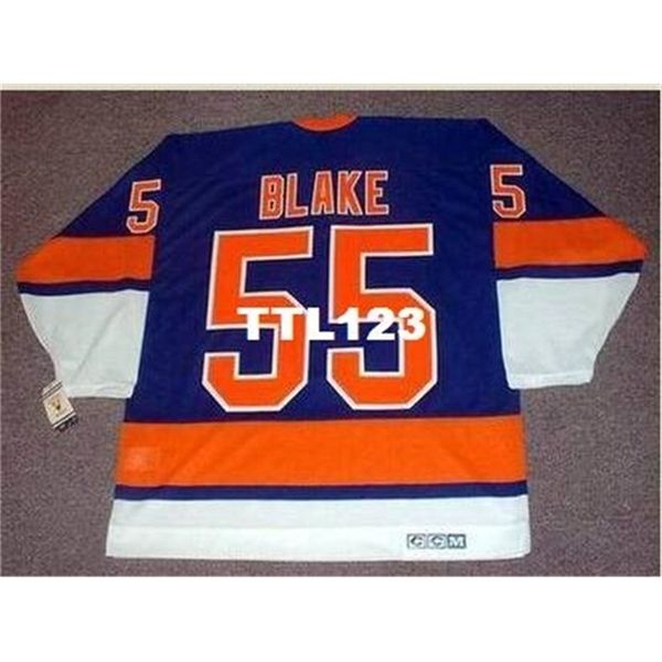 

421 #55 jason blake new york islanders 1970's. 2005 ccm vintage tk home hockey jersey or custom any name or number retro jersey, Black