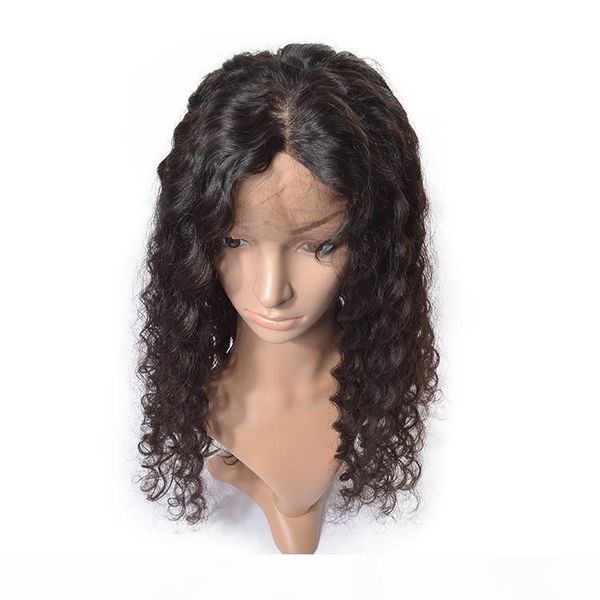 

360 lace frontal full wigs pre plucked with baby hair water wave part for black women glueless lace front bleached knots wig, Black;brown