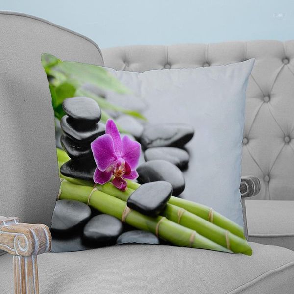 

orchid basalt stone bamboo printed throw pillow case plush fabric pillowcase home decorative pillow