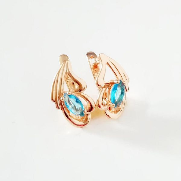 

женщины серьги new jewel розовое золото серьги формы цветка светло-голубой камень кубический циркон мода золотые серьги, Silver