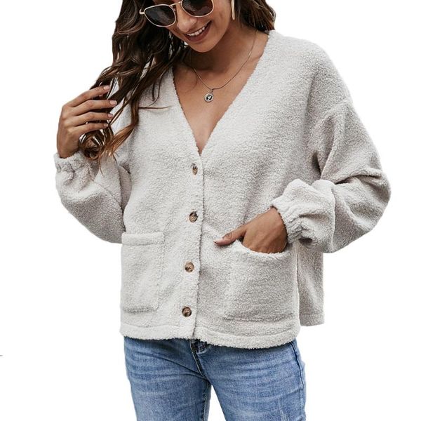

fashion teddy plush short hairy coat for women lamb cardigan jacket short clothes women's coats casual jackets 2021, Black