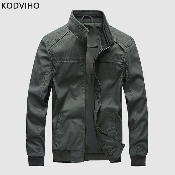

coat men spring autumn outwear jacket stand collar casual coats black army green solid bomber jackets brand cotton clothing 4xl1, Black;brown