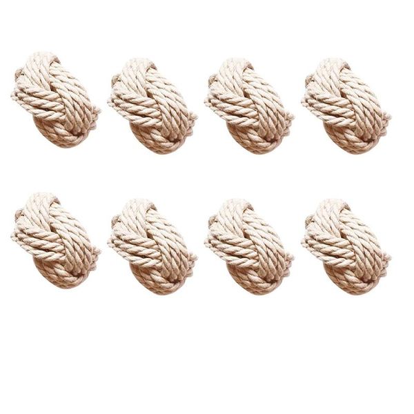

new-8pcs model room natural jute napkin ring rope woven napkin buckle linen rope ring