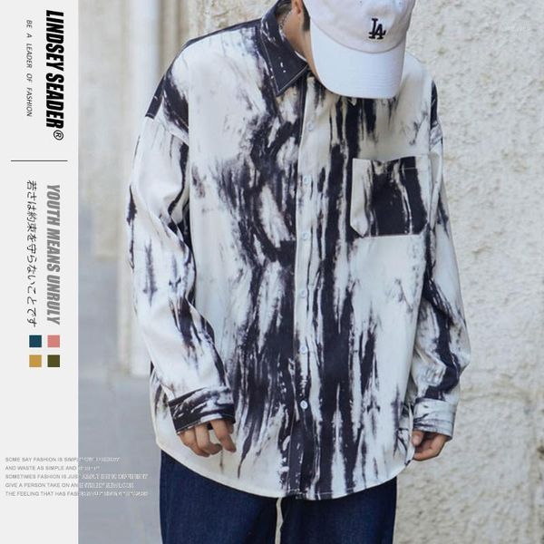 

lindsey seader shirts men vintage stripped print shirts harajuku casual full sleeve hip hop loose style casual high streetwear1, White;black