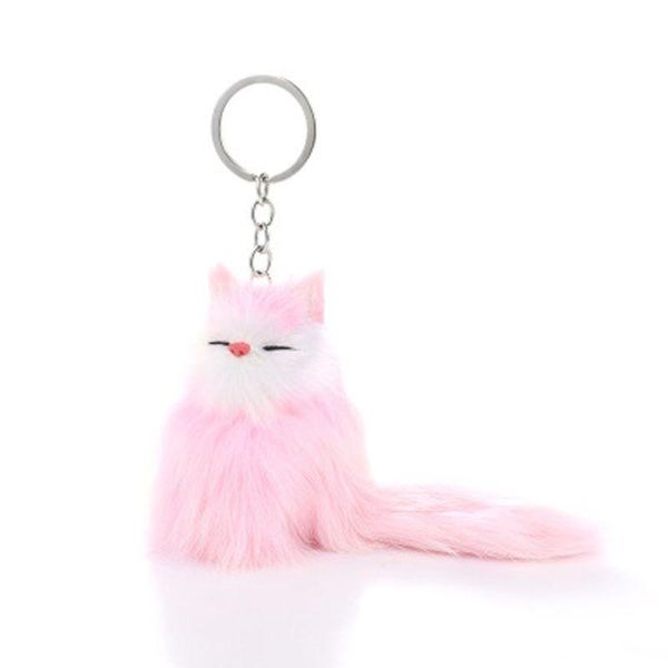 

cute fluffy sleepy foxes animal keychain pendant key ring bag decor jewelry, Silver