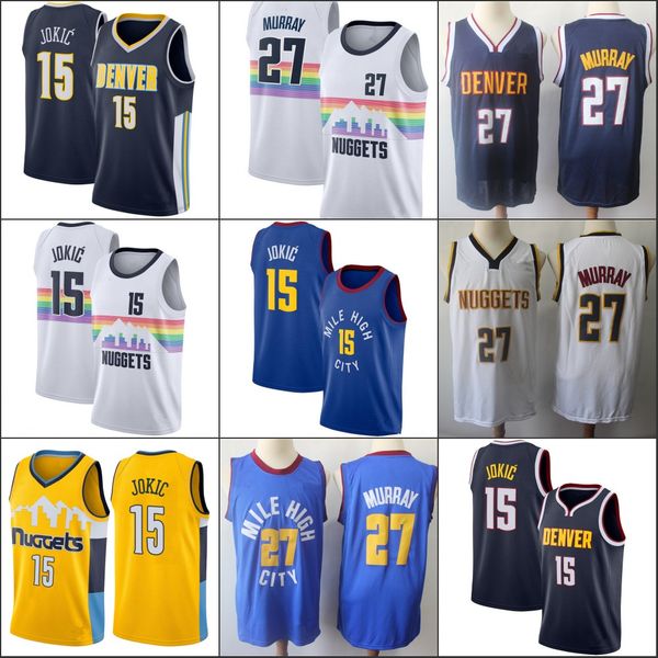 

denver nuggets nikola jokic 27 jamal murray men basketball jersey, Black