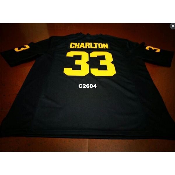 

2604 #33 taco charlton michigan wolverines alumni college jersey s-4xlor custom any name or number jersey, Black