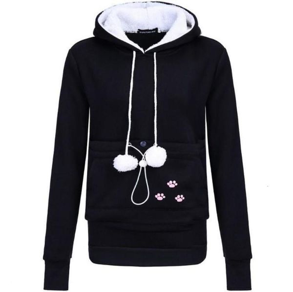 

hooded trendy 2019 quality straight autumn street tube women's plush sweater, Black