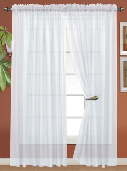 

curtain & drapes 1pc solid color voile with rod pocket