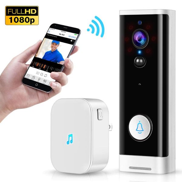 

wi-fi video doorbell 1080p беспроводная интеллектуальная безопасность камеры дверной колокольчик 2-х полос разговоров pir обнаружение ночног