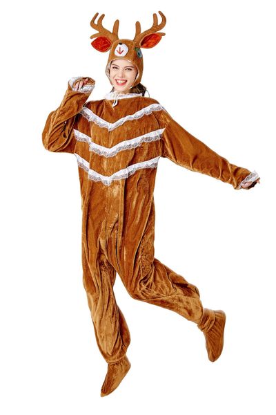 

men women christmas elk cosplay mascot costume christmas tracksuit christmas costumes party cosplay sale, Black;red