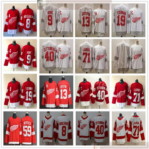 

2021 reverse retro detroit red wings hockey dylan larkin jerseys justin abdelkader gordie howe pavel datsyuk steve yzerman henrik zetterberg, Black;red