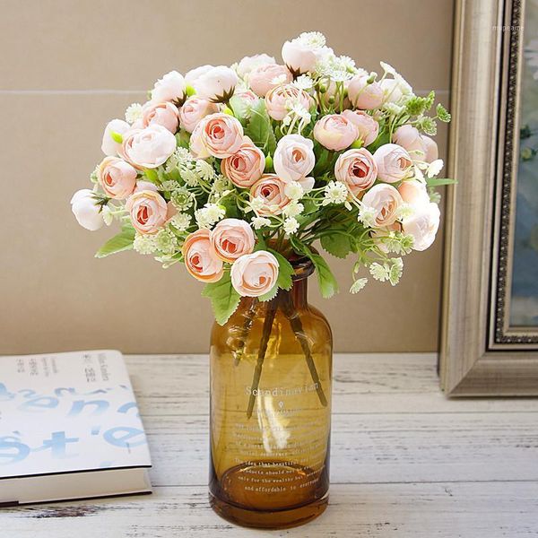 

decorative flowers & wreaths small buds roses bouquet for wedding bridal accessories clearance vases home decor artificial plants1