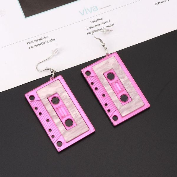

retro cassette tape dangle cute pretty drop earrings for women fashion jewelry pendant earring, Silver