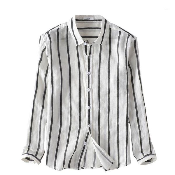 

suehaiwe's brand long sleeve autumn shirt men casual fashion shirt mens italy style striped linen shirts male dropsipping camisa1, White;black
