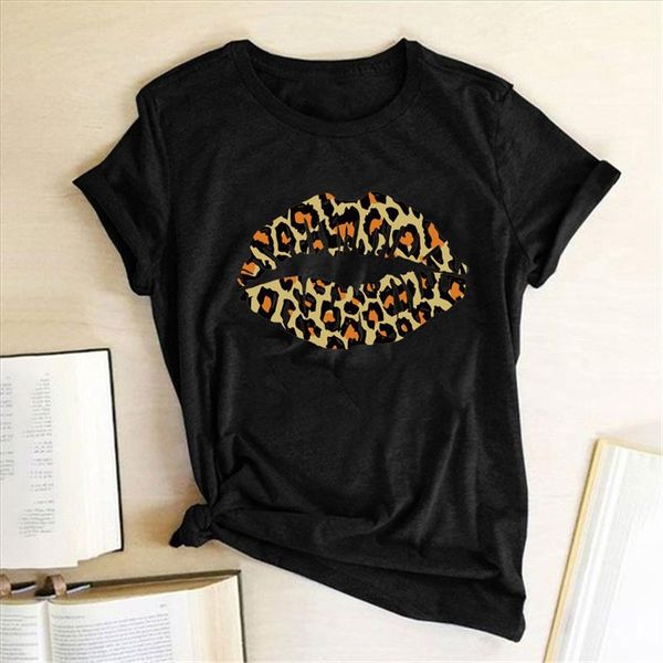 

heart shaped harajuku t shirt women leopard print woman 2021 casual short sleeve tee shirt femme o neck loose t, White