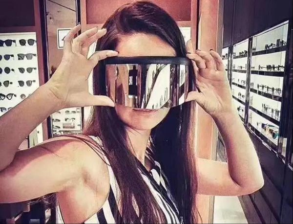 

sunglasses anti-peeping oversized frame hat eyewear mask shape shield style windproof one large lens sun glasses, White;black