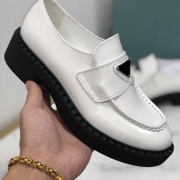 

2021 new womens platform fashion single shoes genuine leather thick soles shoes classic designer leather fashion women shoe quality, Black