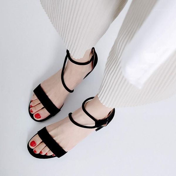 

plus size high heels sandals women shoes woman summer ladies ribbon sandals with medium heels1, Black