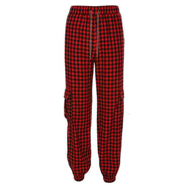 

2021 new spring and autumn feminine street fashion lets high-pocket plaid splicing casual leggings overalls 3mza, Black;white