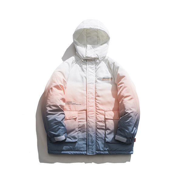 

winter cotton clothes japanese original ins national tide three-color gradient changing cap youth literary cotton men puffer winter jacket, Black
