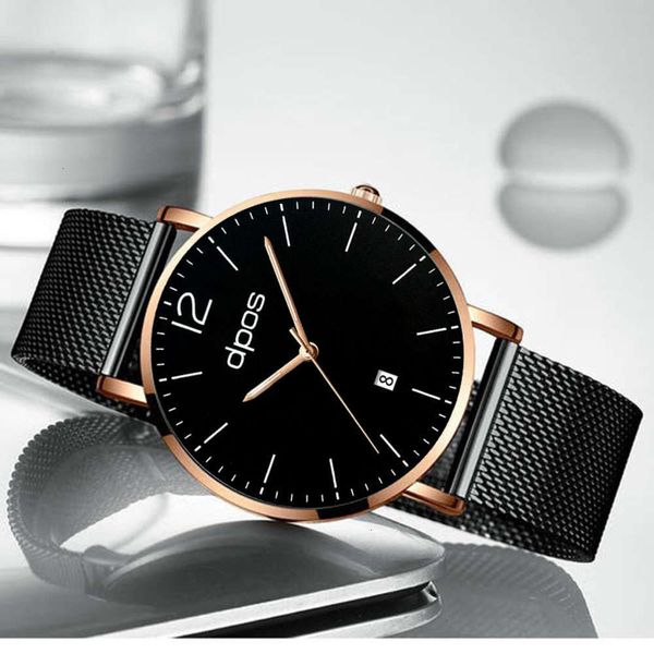 

men's waterproof luminous 2019 summer new quartz student leather business trend korean watch mj5h, Slivery;brown