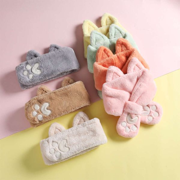 

winter children's and scarf plush autumn parent child cute cartoon bear imitation rabbit baby neck boy girl bcbb, Red;brown