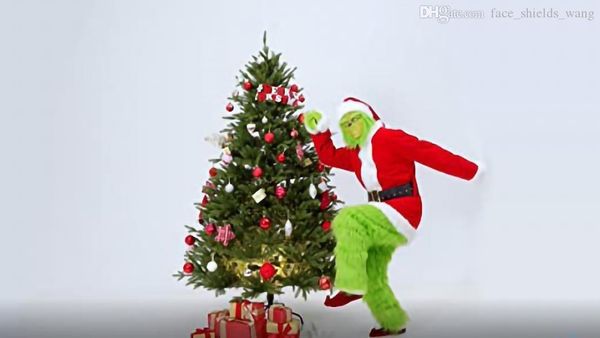 

grinch joke costume взрослый рождественский косплей наряд хэллоуин страшный санта-клаус костюм flece velvet outfit как украсть рождество