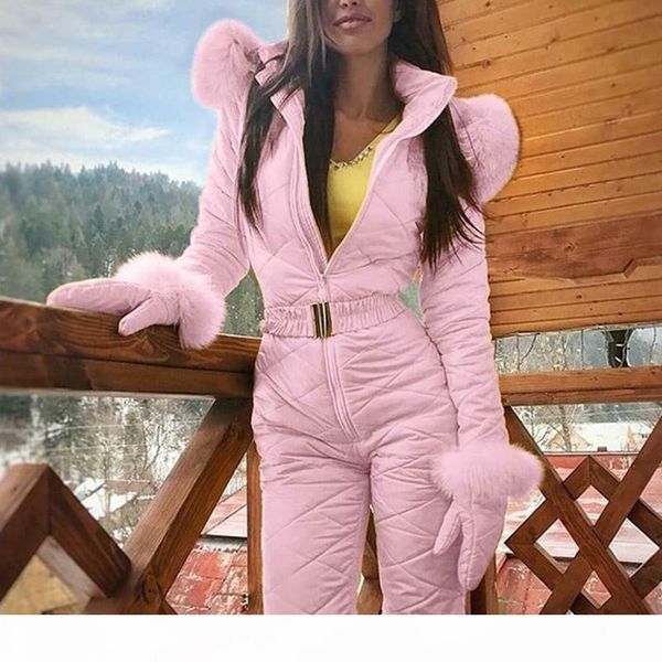 

women winter thick warm snowsuit sports pants ski suit waterproof windproof jumpsuit skiing snow costumes outdoor wear v191111, White