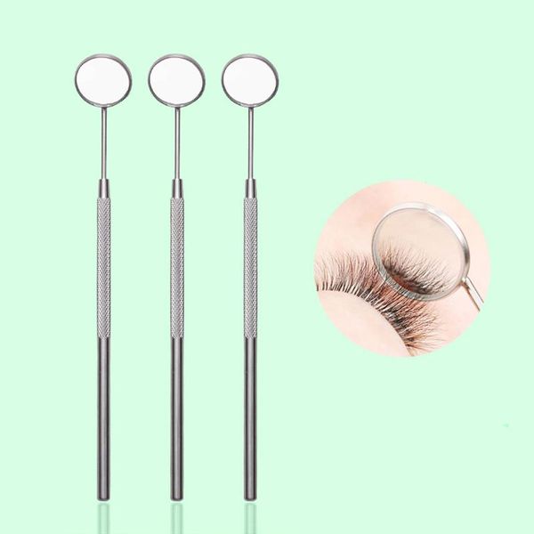 

false eyelashes magnifying checking eyelash extension grafting mirror stainless steel handle lash makeup tools mouth oral