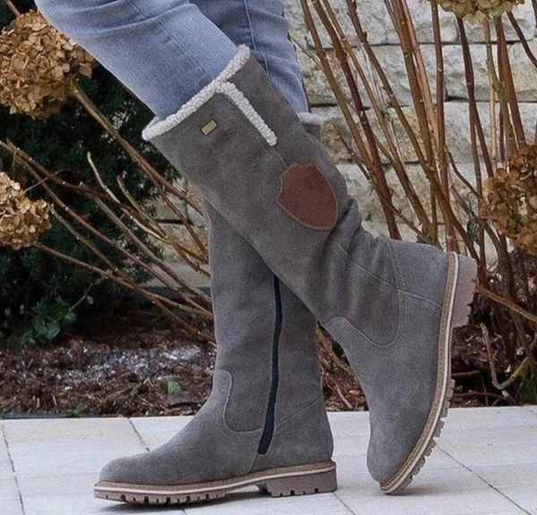 

boots soft women knee high fur leather knight shoe chaussures femme zapatos mujer sapato mid heels shoes woman warm k0224, Black