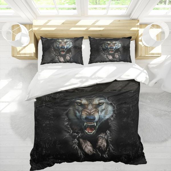 

ferocious wolf 3d printed 3pcs bedding set duvet cover cover set home textiles1